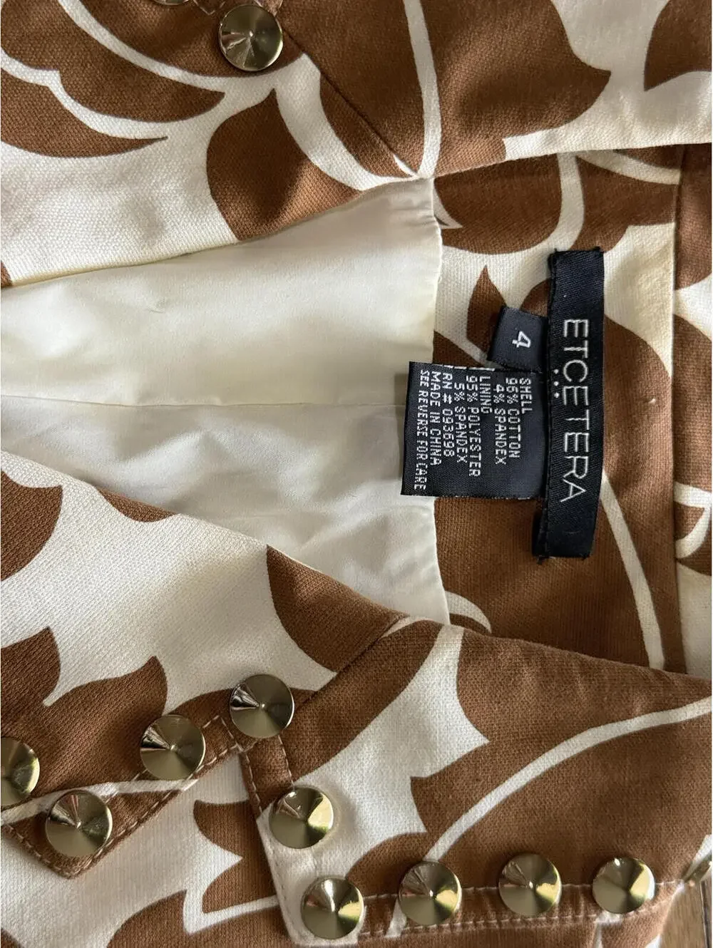 Vintage Etcetera Tan White Western Blazer Jacket Womens‎ SZ 4